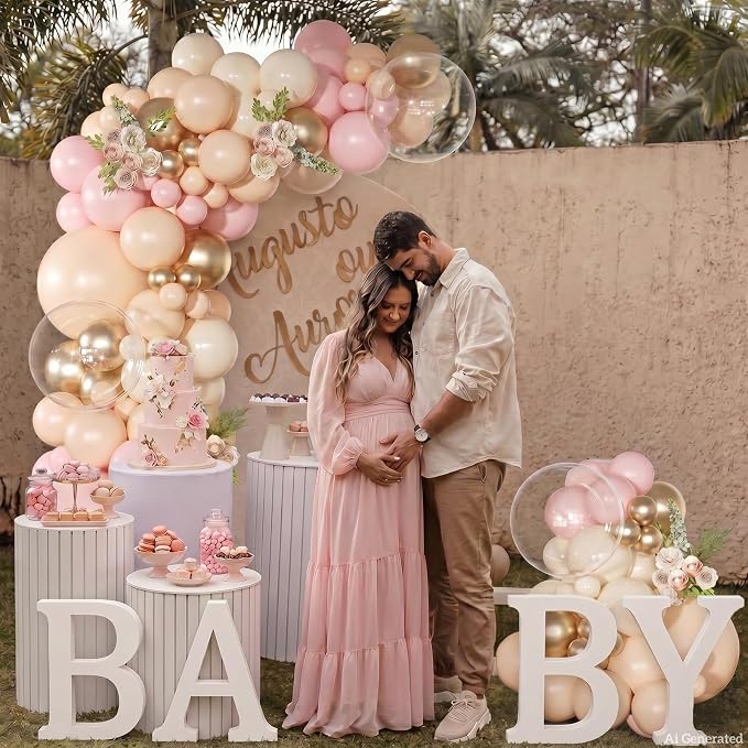 Pink Balloon Arch Kit Light Pink Gold Balloons Garland Kit | 126Pcs Nude Sand - Image 3