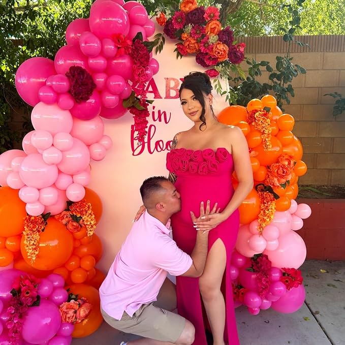 Pink and Orange Balloon Arch Kit, Hot Pink Orange Peach Garland Balloon - Image 5