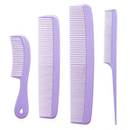 Mars Wellness 4 Piece Professional Comb Set Lavender - USA MADE - Fine Pro Tail, Dresser Hair Comb Styling Comb - Premium Grade for Men and Women - Parting Teasing and Styling - Lavender
