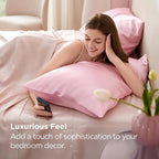 Bedsure King Size Satin Pillowcase Set of 2 - Pink Silky Pillow Cases for Hair and Skin with Envelope Closure, Similar to Silk Pillow Cases, Valentine Gifts for Women Girls, 20x36 Inches, 2pcs
