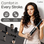 Hair Dryer Brush 1200 Watts 6 in 1 Hair Accessories Blow Dryer Automatic Curling Iron with Storage Box in Black for Curl Enhancing Hair Smoothing Volumizing Styling - by Curlee