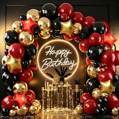Red Gold Black Balloon Garland Arch Kit - Image 5
