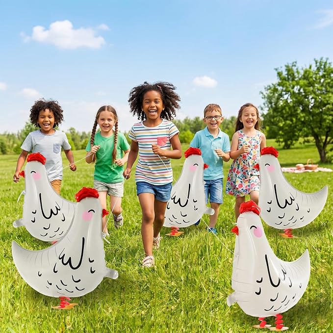 6 Pcs Walking Chicken Balloons, 20 Inch Chickens Foil Balloons - Image 3