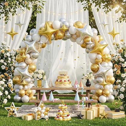 Gold Silver Star Balloons, 26 Inch and 10 Inch Gold Stars Shaped Balloon - Image 5
