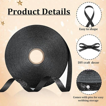 Syhood 50 Yards Glitter Ribbon Wrapping 3/8" Wide Sparkle Waterproof Sparkly - Image 4