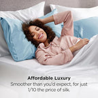 Bedsure Satin Pillowcase 2 Pack Similar to Silk Pillow Cases Standard Size, Pillow Case for Sleeping Women with Envelope Closure, Gifts for Women Men, Aqua, 20x26 Inches, 2pcs