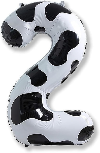 Cow Print Birthday Number Balloons, 40 Inch Large Foil Number 2 Self Inflating by Isndare