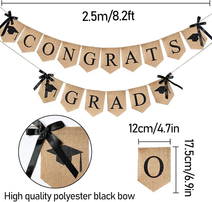 2026 Graduations Decorations Burlap Banner - Image 2