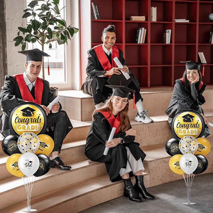 Kasyat 2 Set Gold and Black 2026 Graduation Table Centerpiece Balloon Stand Kit - Image 5