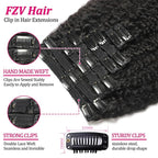 Straight Clip in Human Hair Extensions 110g 8Pcs with 18Clips Full Head for Black Women Natural Black Brazilian Clip in Hair Extension Human Hair Kinky Straight Clip Ins for Women（1B 18Inch）