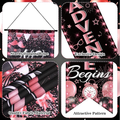 3Pcs Retirement Porch Sign Door Hanging Banner Rose Gold Happy Retirement - Image 4