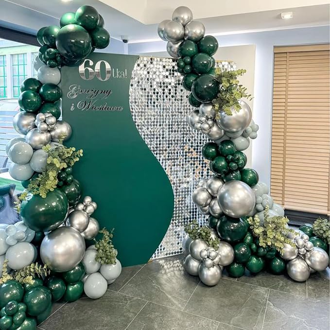 Dark Green Black Silver Balloon - Image 5