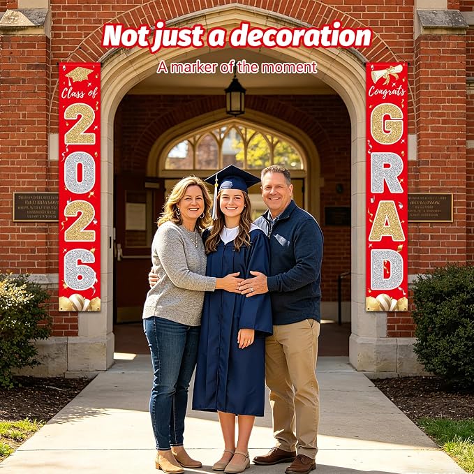 Graduation Decorations 2026, Class of 2026 Banner Congrats Grad | Red Porch Sign - Image 6