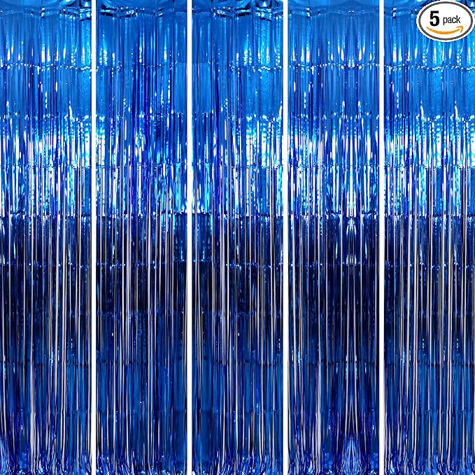 GOER 3.2 ft x 9.8 ft Metallic Tinsel Foil Fringe Curtains Party Photo Backdrop by GOER