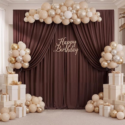 30ft x 10ft Wrinkle Free Brown Backdrop Curtain - Image 8