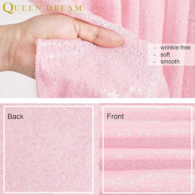 Pink Sequin Backdrop Curtain 8ft x 8ft Baby Shower Backdrop Drapes | Glitter - Image 7