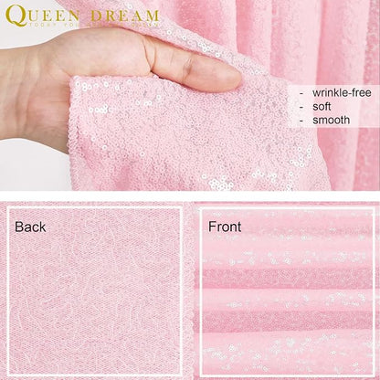 Pink Sequin Backdrop Curtain 8ft x 8ft Baby Shower Backdrop Drapes | Glitter - Image 7