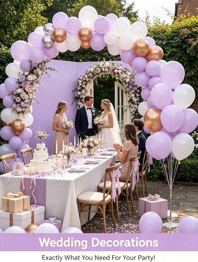 Lavender Balloons 12 Inch 60 Pcs Light Purple Pastel Purple Latex Balloons - Image 9