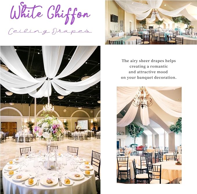 6 Panel White Wedding Drapes - Image 8
