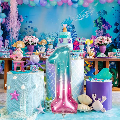 40 Inch Blue Pink Number 1 Balloon - Image 8