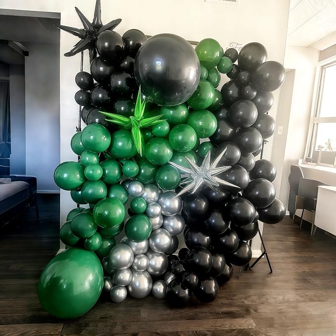Black and Green Silver Balloon Arch Kit - Image 7