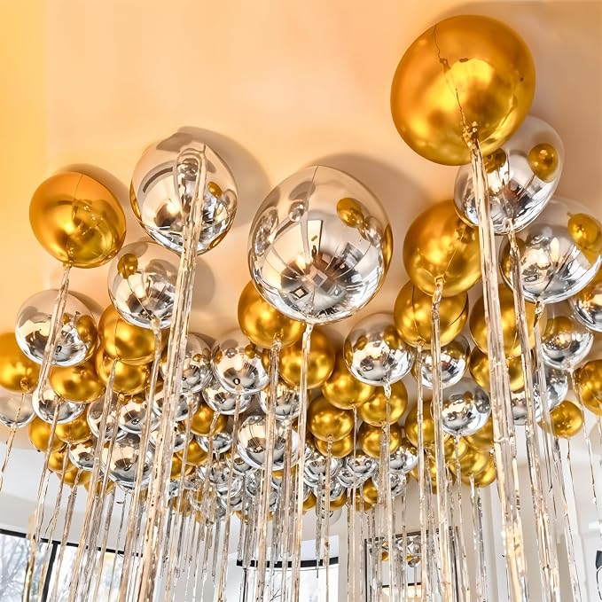 12Pcs Silver Round Foil Balloons, Metallic Silver Foil Balloon - Image 7