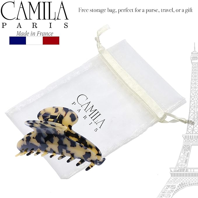 Camila Paris CP3035 French Hair Clip for Women, Handmade, Ivory Tokyo, for Thick Volume Hair, Girls Hair Claw Clips Jaw, Durable Styling Hair Accessories for Women, Strong Hold Grip, Made in France