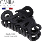 Camila Paris CP3025 French Hair Clip for Women, 2 inch Girls Hair Claw Clips Jaw Black Fashion Durable and Styling Hair Accessories for Women, Strong Hold No Slip Grip, Made in France