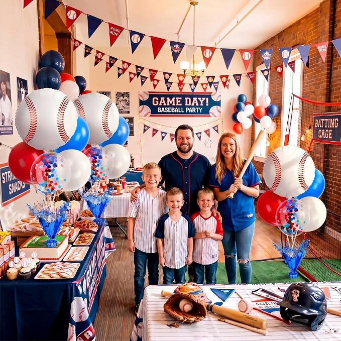 Civaner Baseball Party Balloons Stand Kit 6 Sets, and Red - Image 2