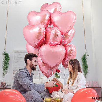 KatchOn Light Pink Heart Balloons Foil 18 Inch, Valentines Day Decorations - Image 6