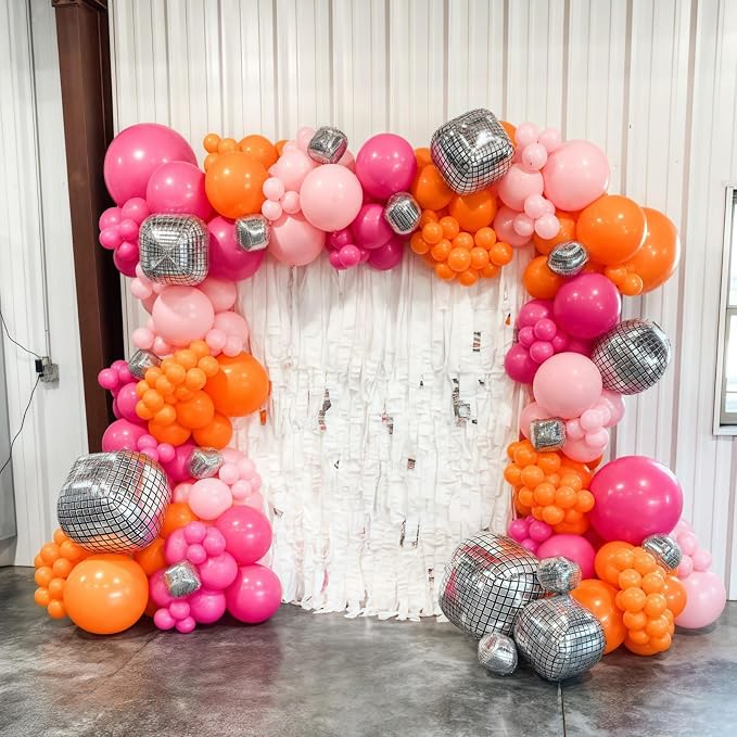 Pink and Orange Balloon Arch Kit, Hot Pink Orange Peach Garland Balloon - Image 8