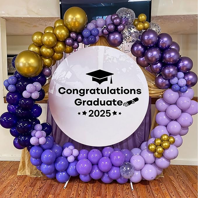 Purple and Gold Balloons, 60 Packs 12 Inch Dark Purple and Gold Confetti - Image 5