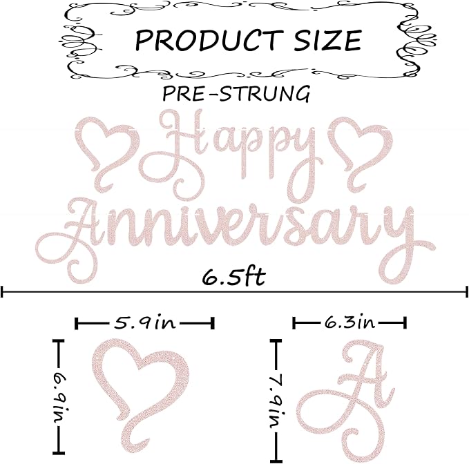 Pre-Strung Happy Anniversary Banner - Image 3