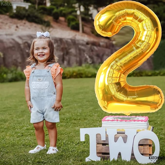 KatchOn Gold Number 2 Balloon 40 Inch 2nd Birthday Decorations - Image 2