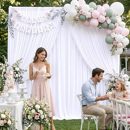 50ft×10ft Wrinkle Free White Backdrop Curtain - Image 9