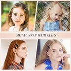 obeoby 30 Pcs 5 Colors Metal Snap Hair Clips, 2 Inch Matte Hair Barrettes Hair Accessories for Women Girls
