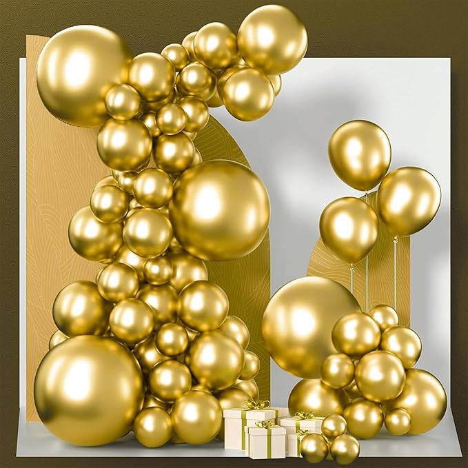PartyWoo Gold Balloons 152pcs Different Sizes of 18 12 10 5 Inch | Balloons by PartyWoo