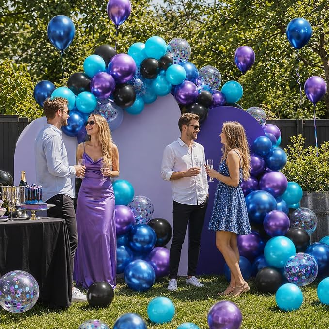 Black Teal Purple Balloons - Image 8