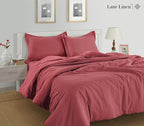 Lane Linen 100% Organic Cotton Pillow Cases - Set of 2 (20"x26") - Soft Red Cotton Pillowcases - Mineral Red