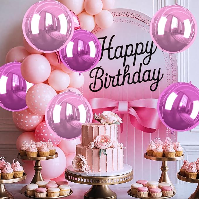 22 Inch Hot Pink Foil Balloons, Big Round Foil Balloon - Image 5