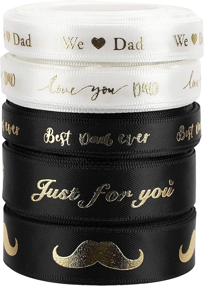 Happy Father's Day Ribbon Fathers Day Decorations Gift Box Wrapping Paper Decor - Image 3