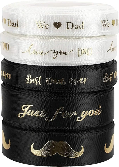 Happy Father's Day Ribbon Fathers Day Decorations Gift Box Wrapping Paper Decor - Image 3
