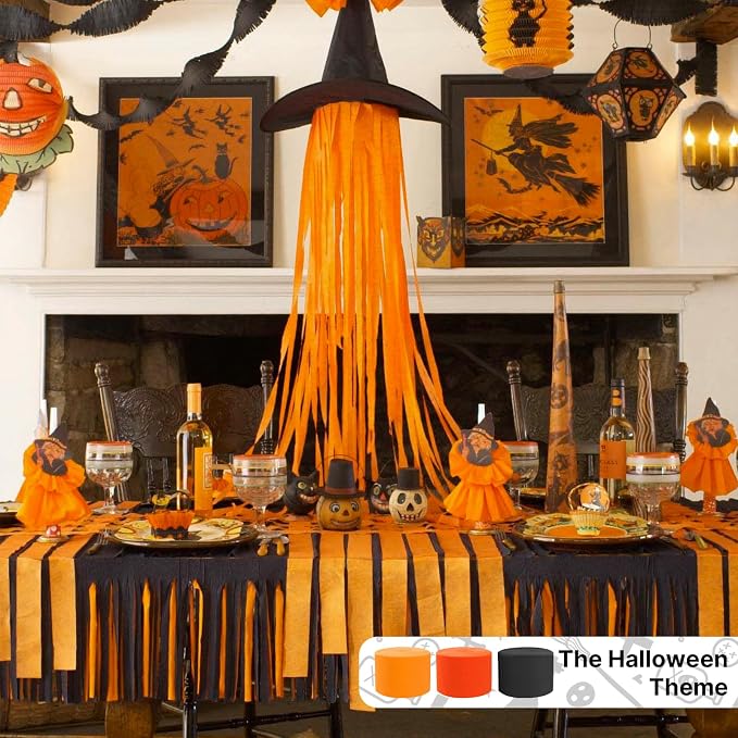 PartyWoo Light Orange Baby Burnt White Crepe Paper Streamers 6pcs 492 FT | - Image 2