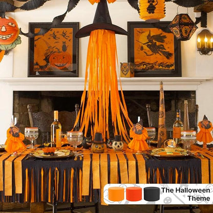 PartyWoo Yellow Pastel Orange Crepe Paper Streamers 6 Rolls 492 FT | Graduation - Image 2