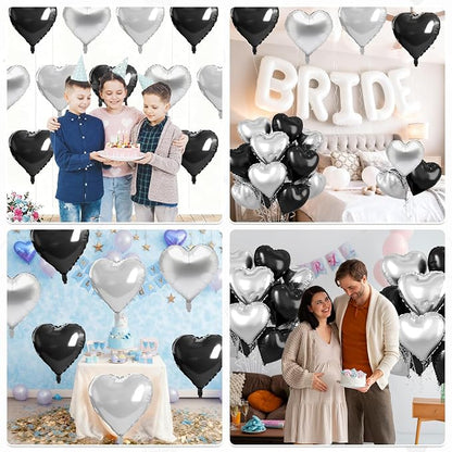 Black Silver Heart Balloons - Image 6