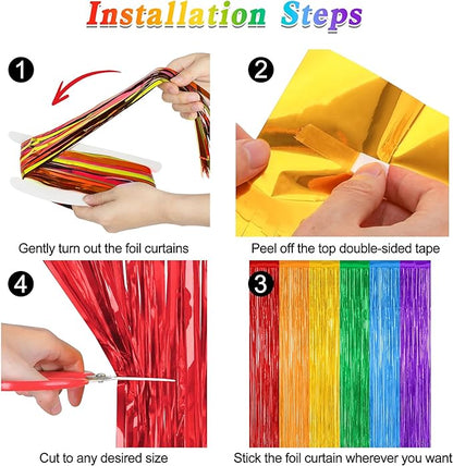 2 Pack Rainbow Backdrop Curtains, 3.28 FT x 7.05 FT Colofull Party Decorations - Image 3