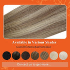 Full Shine Ombre Tape in Hair Extensions Human Hair 20Inch Brown to Blonde Highlighted Invisible Hair Extensions Real Human Hair Tape in 20Pcs 50Grams Seamless Skin Weft Hair Add Length