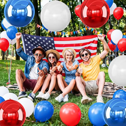 6Pcs Red Blue White Round Foil Balloons, Giant 4D Round Ball Balloons, 22 Inch - Image 7