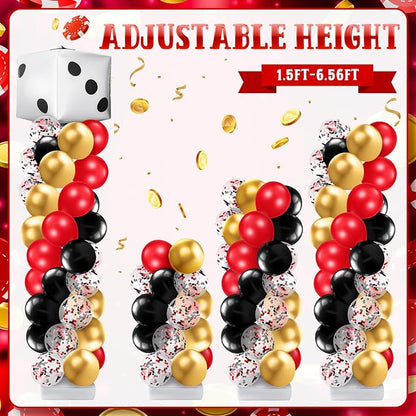 Kasyat 2 Set Casino Balloon Column Stand Kit Adjustable Red Black Gold Dice - Image 4