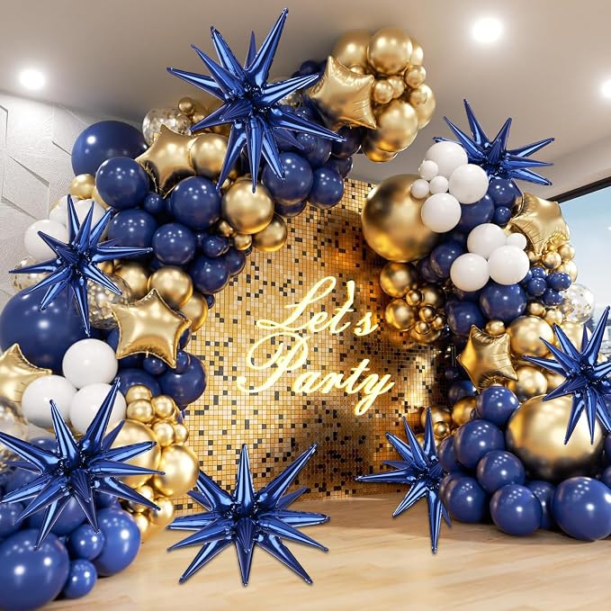 8 Pcs Navy Blue Star Balloons, 27/22 inch Explosion Foil Balloons - Image 6